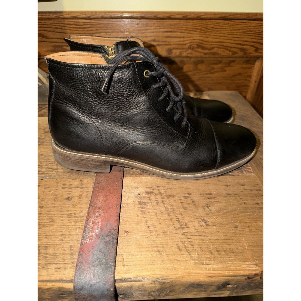Aston Grey Collection Ybiawen Ankle Boots Side Zip - Lace Up Black Leather 10.5